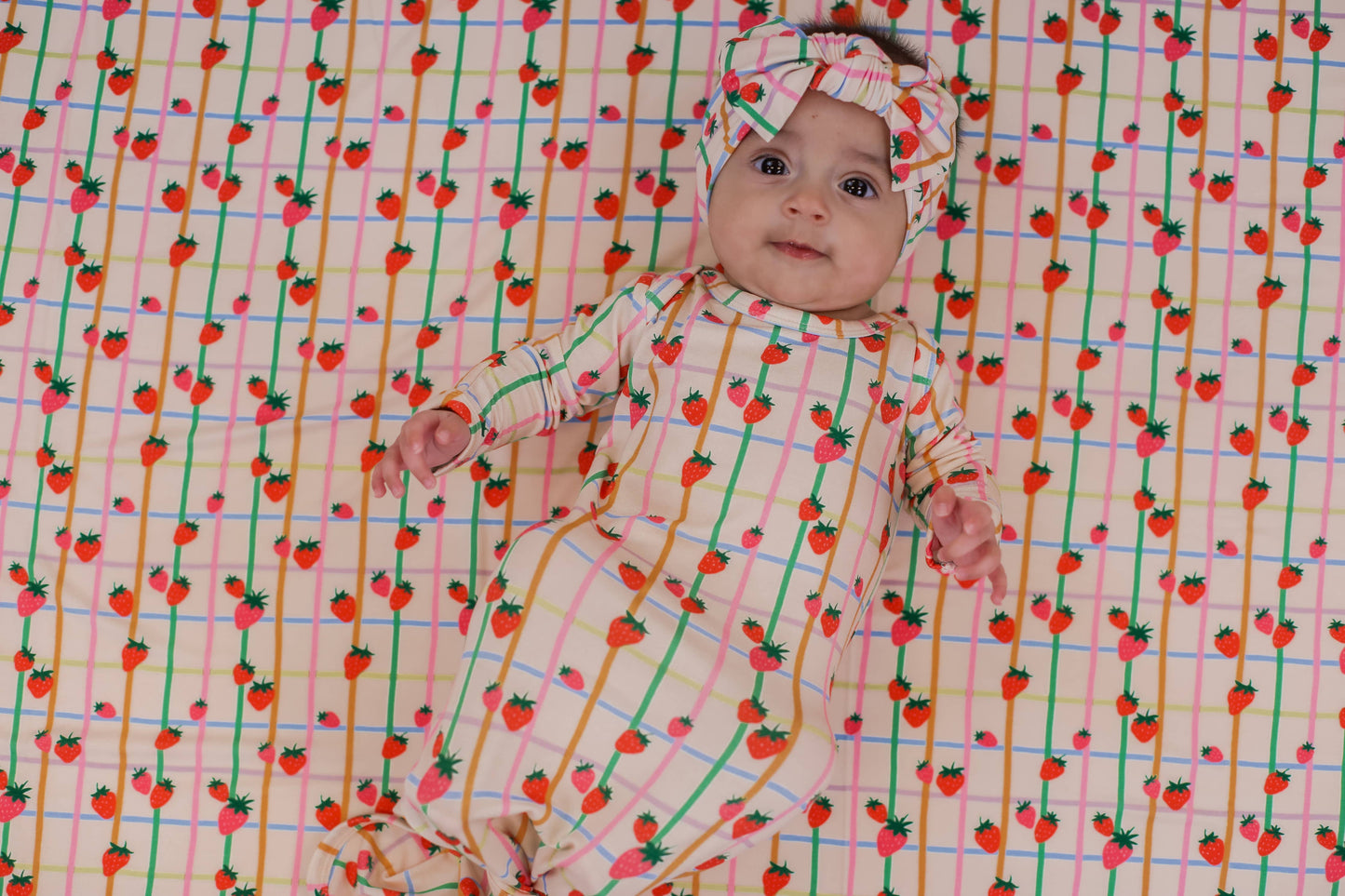 Berry Patch (Strawberries) Knotted Infant Gown