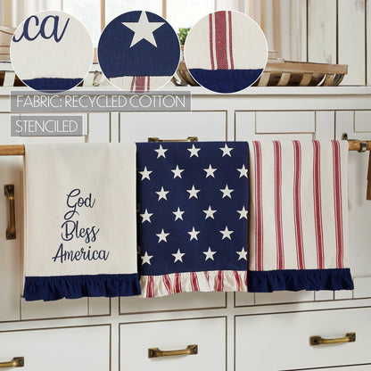 Stars Ruffled Tea Towel Set of 3 16x28