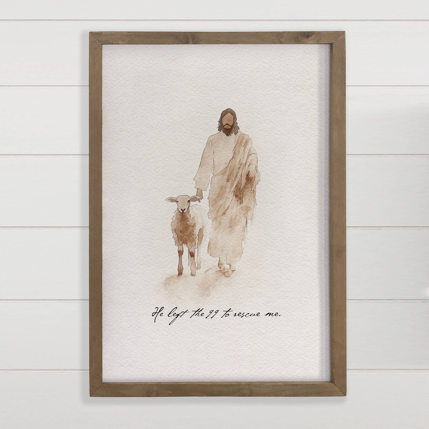 Jesus Sheep Rescue Me - Wood Framed Art
