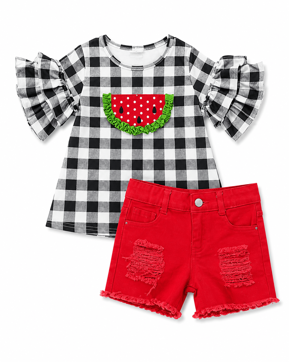 Watermelon Checkered Red Shorts set