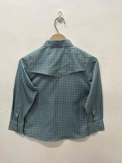 Teal Boys' Western Print Shirt