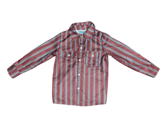 Vintage Maroon Pin Stripe Pearl Snap Shirt, 6-7