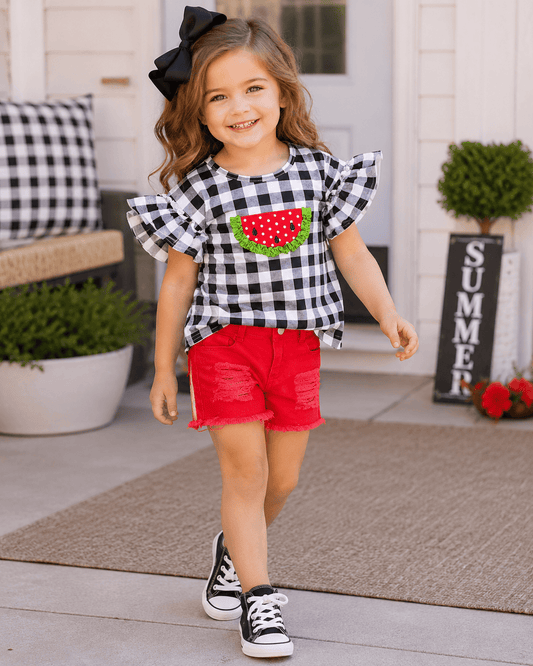 Watermelon Checkered Red Shorts set