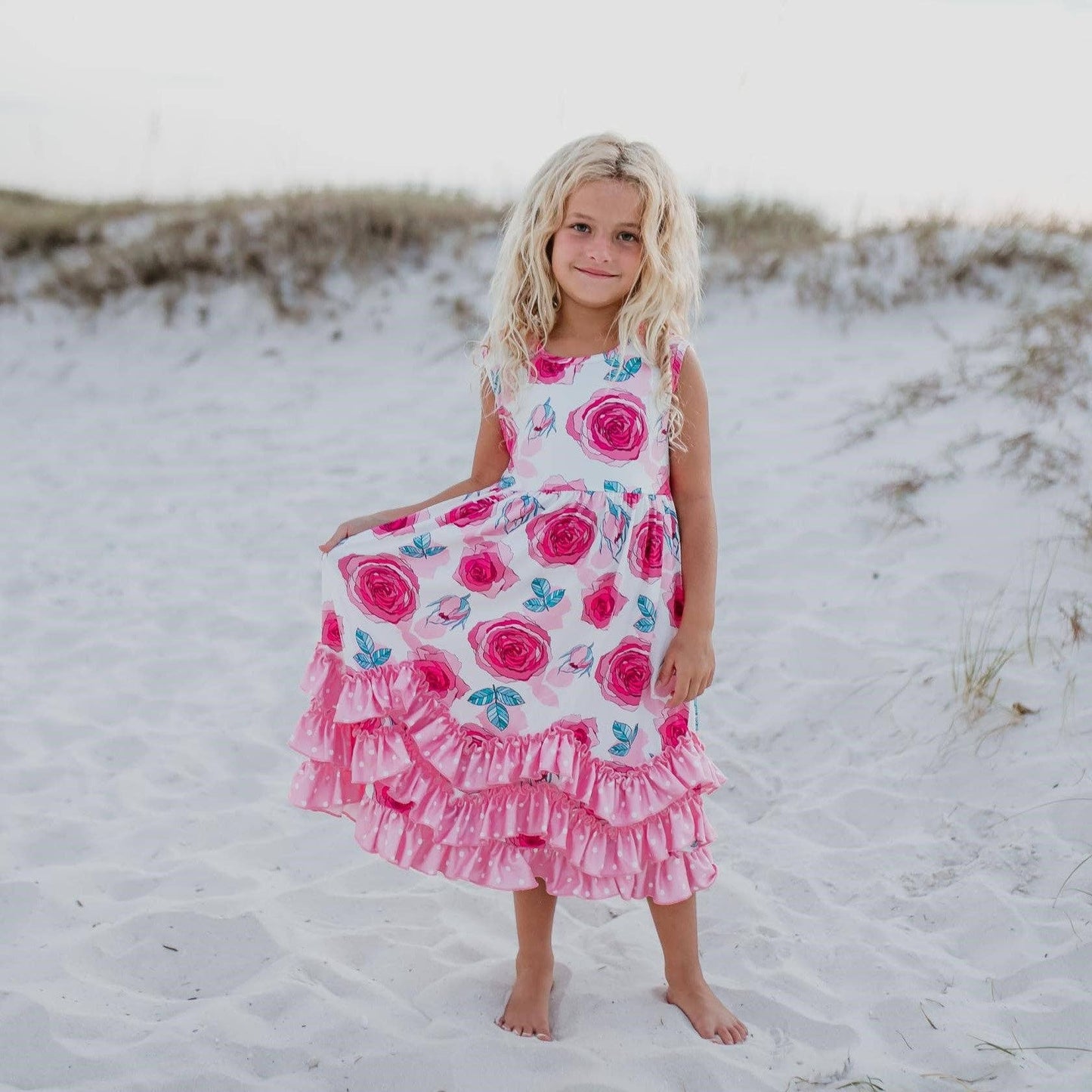 Girls Rose Ruffle Dress