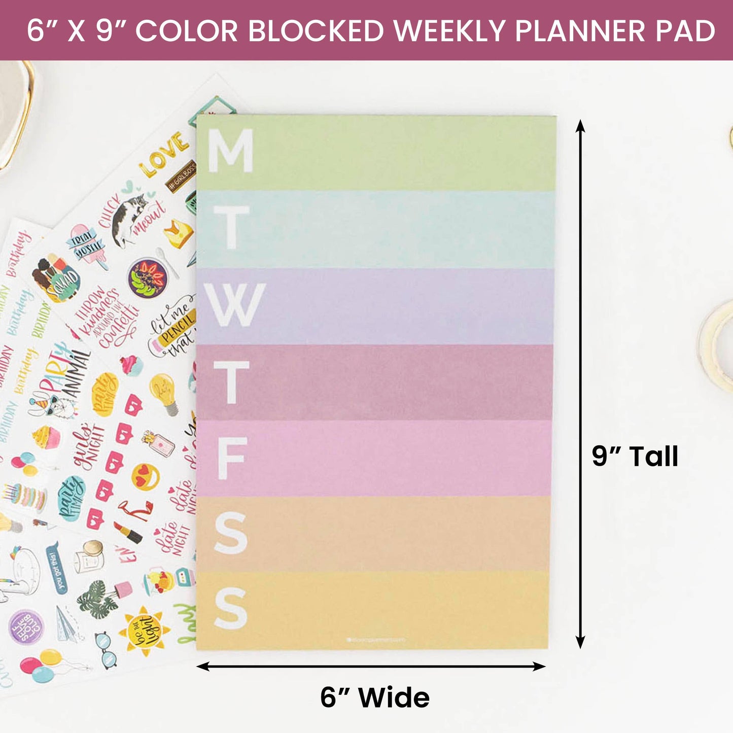 Rainbow Color Blocked Weekly Planning Pad 6x9 (TOP SELLING)