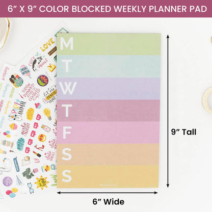 Rainbow Color Blocked Weekly Planning Pad 6x9 (TOP SELLING)