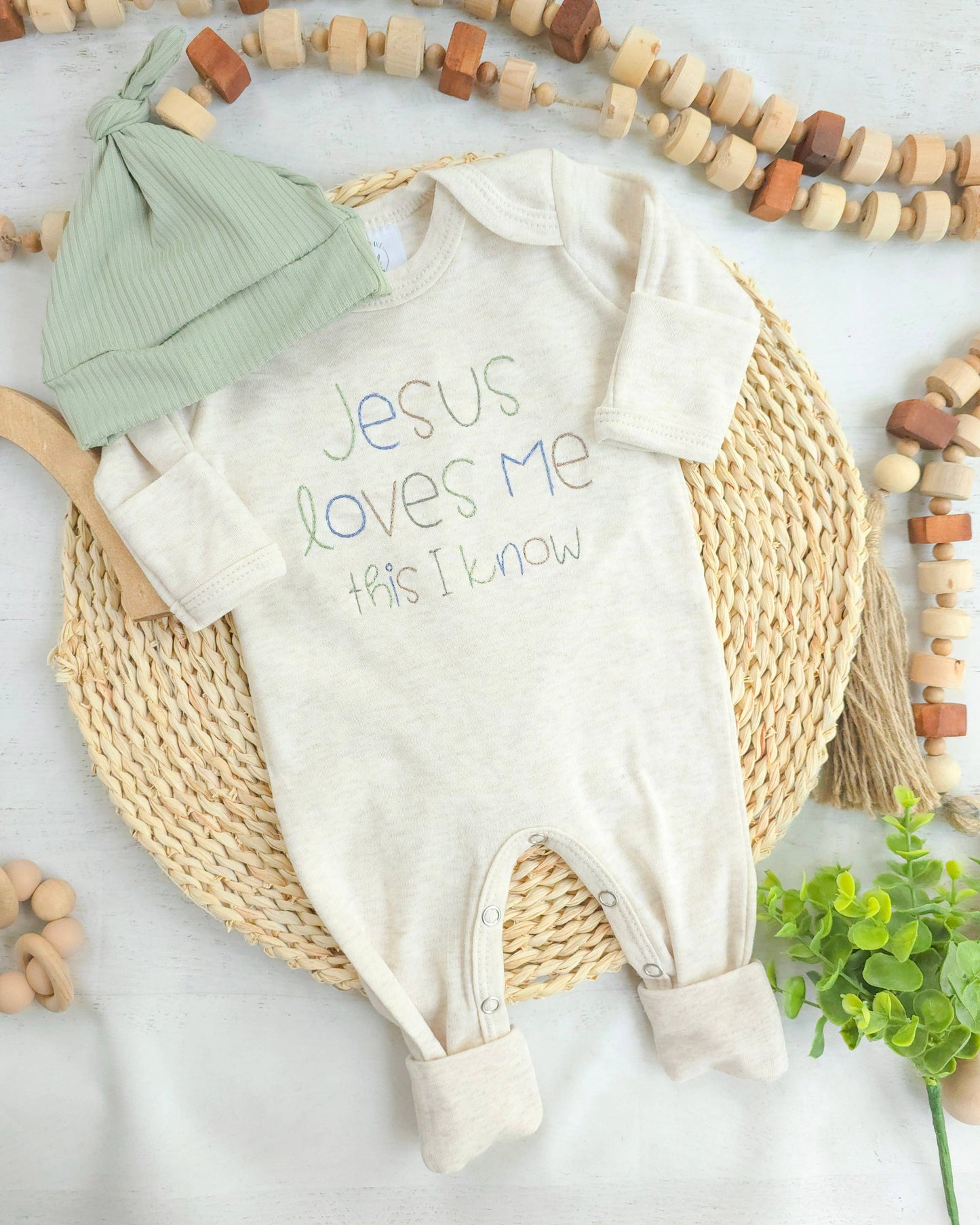 Jesus Loves Me Boy Stitch Romper