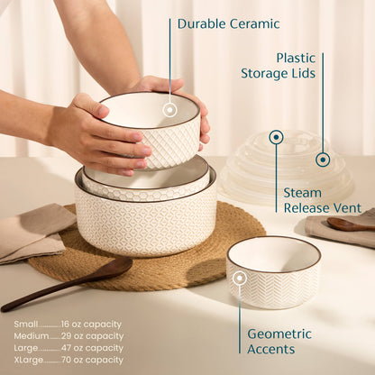 Kook Ceramic Nesting Bowls with Lids