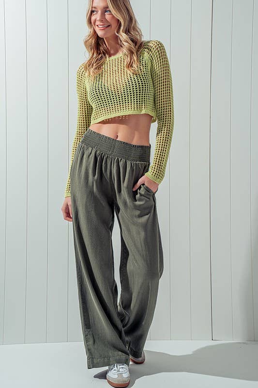 Tencel High Waist Wide Leg Pants