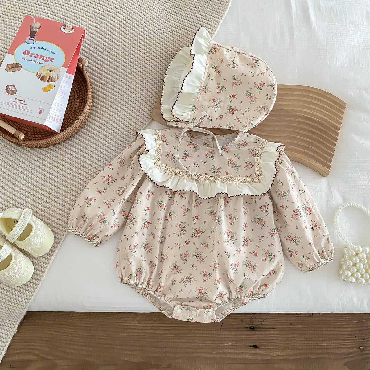 Vintage Floral Romper Set