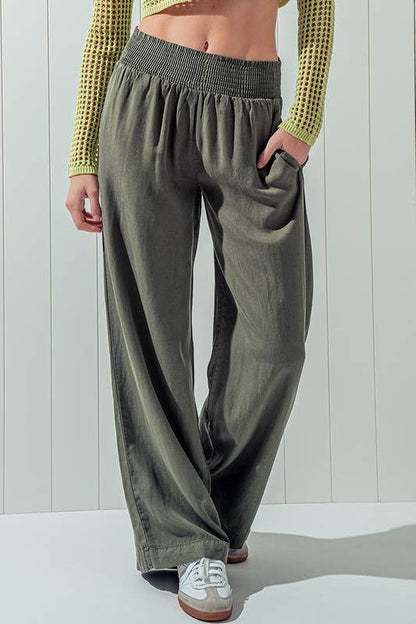 Tencel High Waist Wide Leg Pants