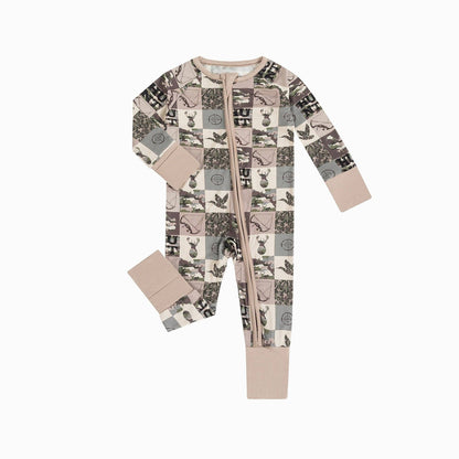 Animal Camo Checkerboard Bamboo Romper
