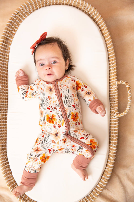 Fall Floral Bamboo Zip Romper