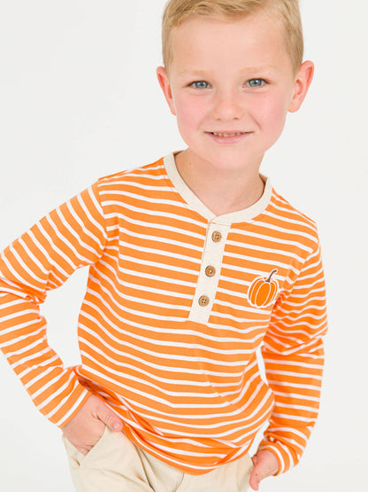 Orange Stripe Pumpkin Henley