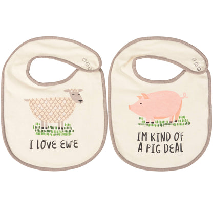 I Love Ewe Bib Set