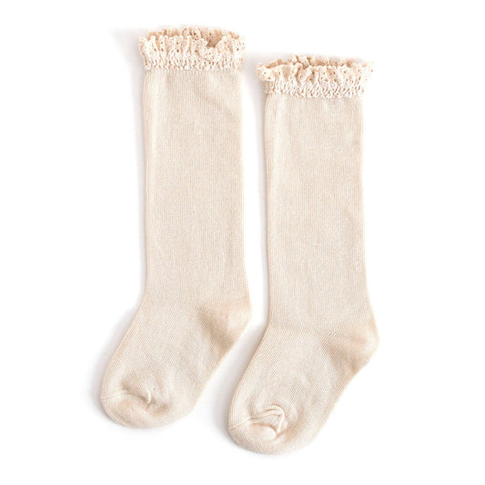 Vanilla Lace Top Knee High Socks