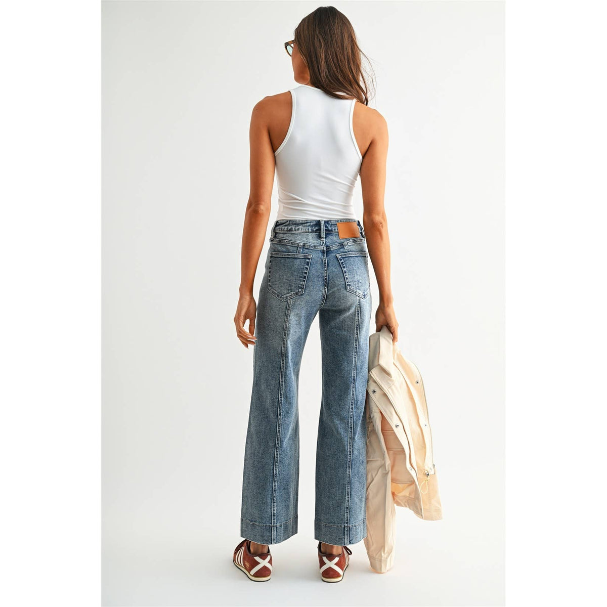 MICA HIGH-RISE WIDE ANKLE TROUSER HEM