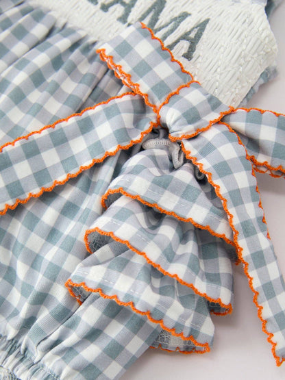 Plaid Smocked “I ❤ MAMA”