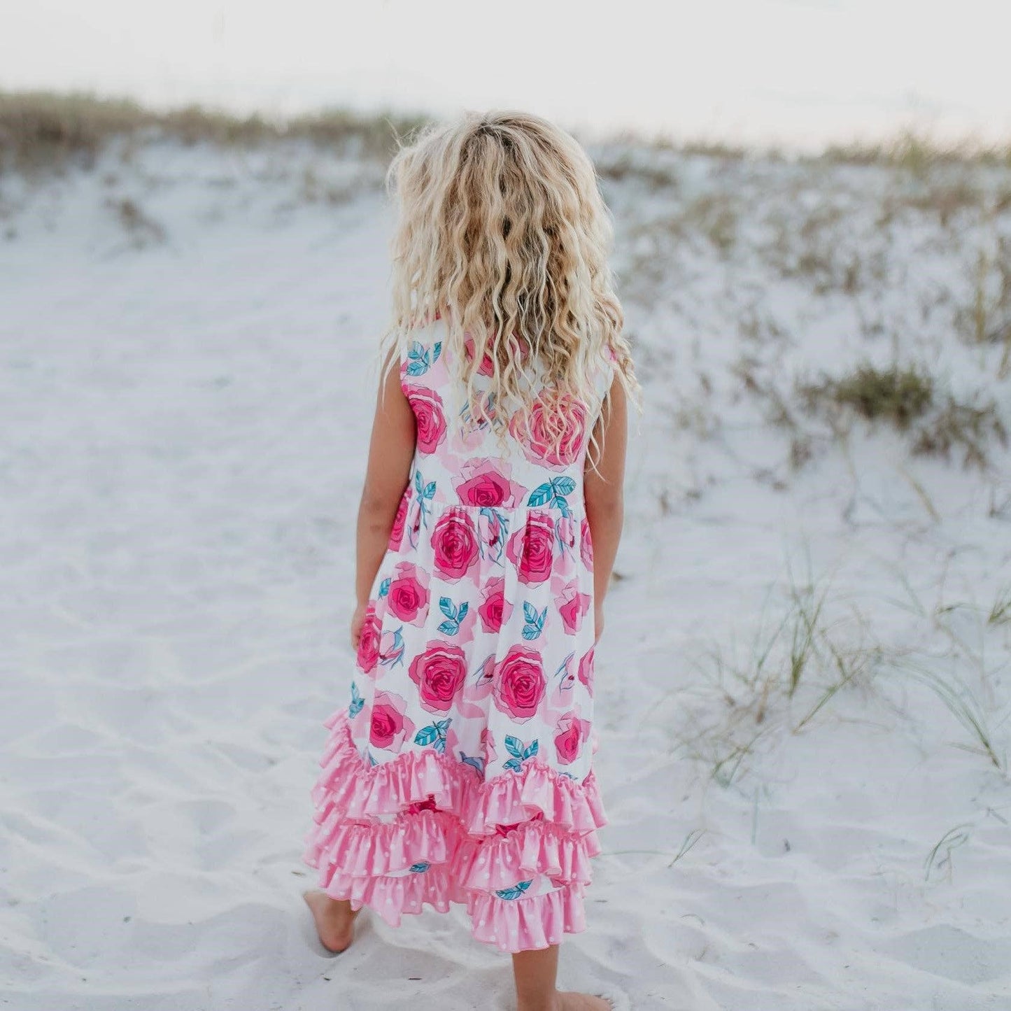 Girls Rose Ruffle Dress