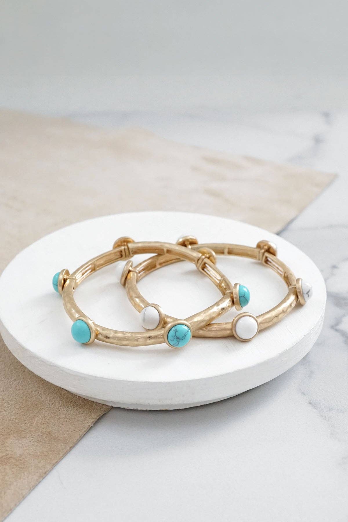 Jeweled Golden Bangle with stone dots