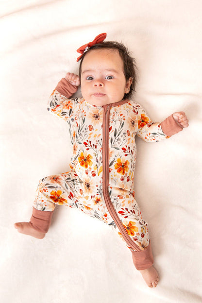 Fall Floral Bamboo Zip Romper