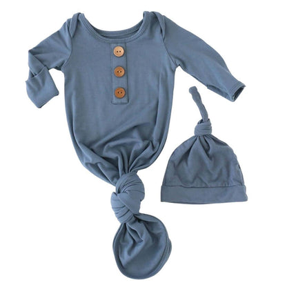 Blue Bamboo Knotted Gown & Hat