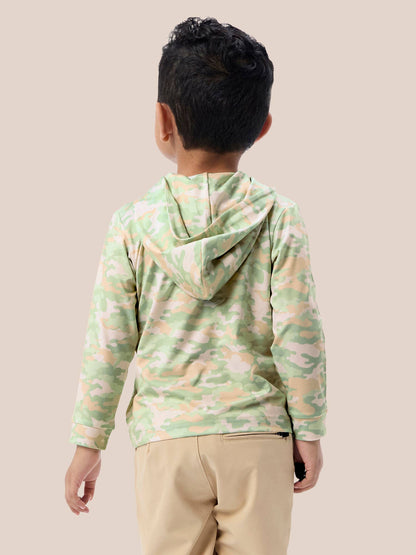 Boys Sage Trail Camo Performance Hooded Shirt