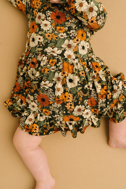 Rustic Blooms Long Sleeve Bodysuit Bamboo Dress