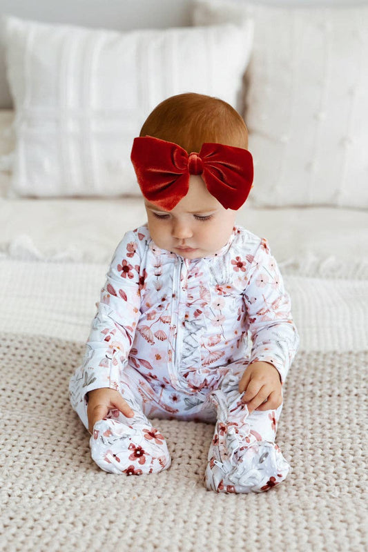 Wren's Wildflower Zipper Ruffle Footie