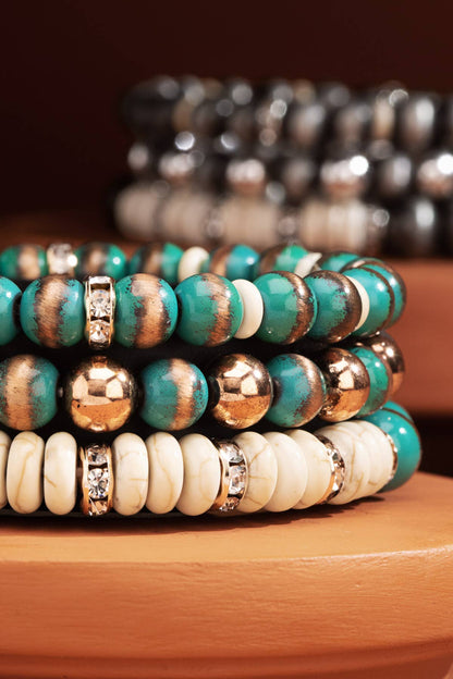 Metal & Natural Stone Stackable Bracelet