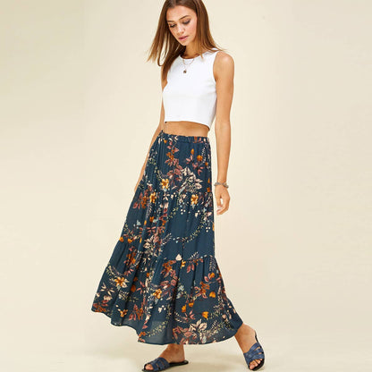 Navy Floral Maxi Skirt