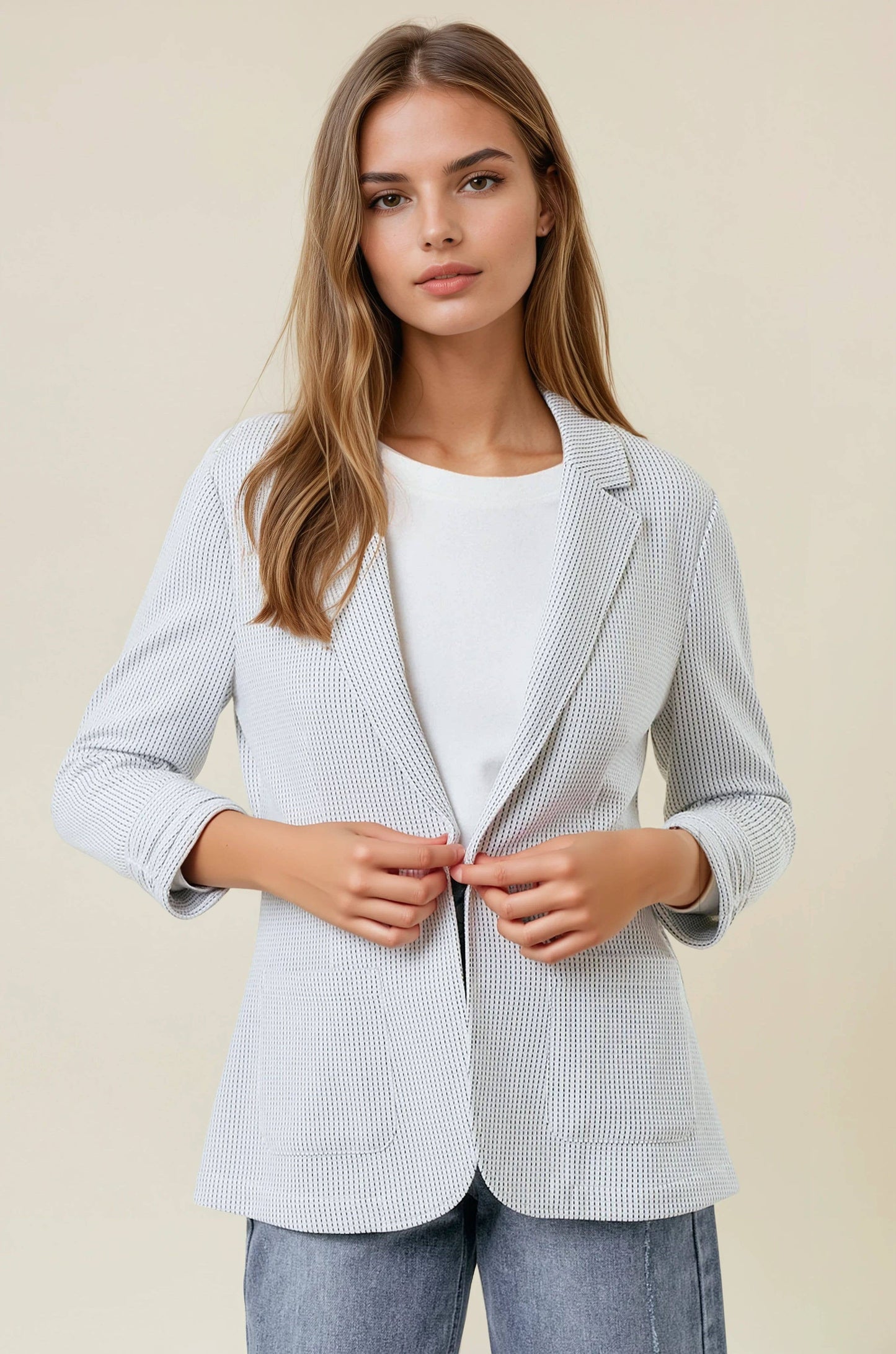 Shirred Sleeve Blazer