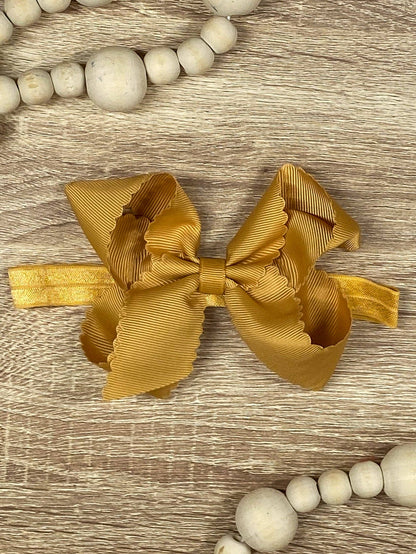 Classic Scalloped Bow - Headband - 4.5"