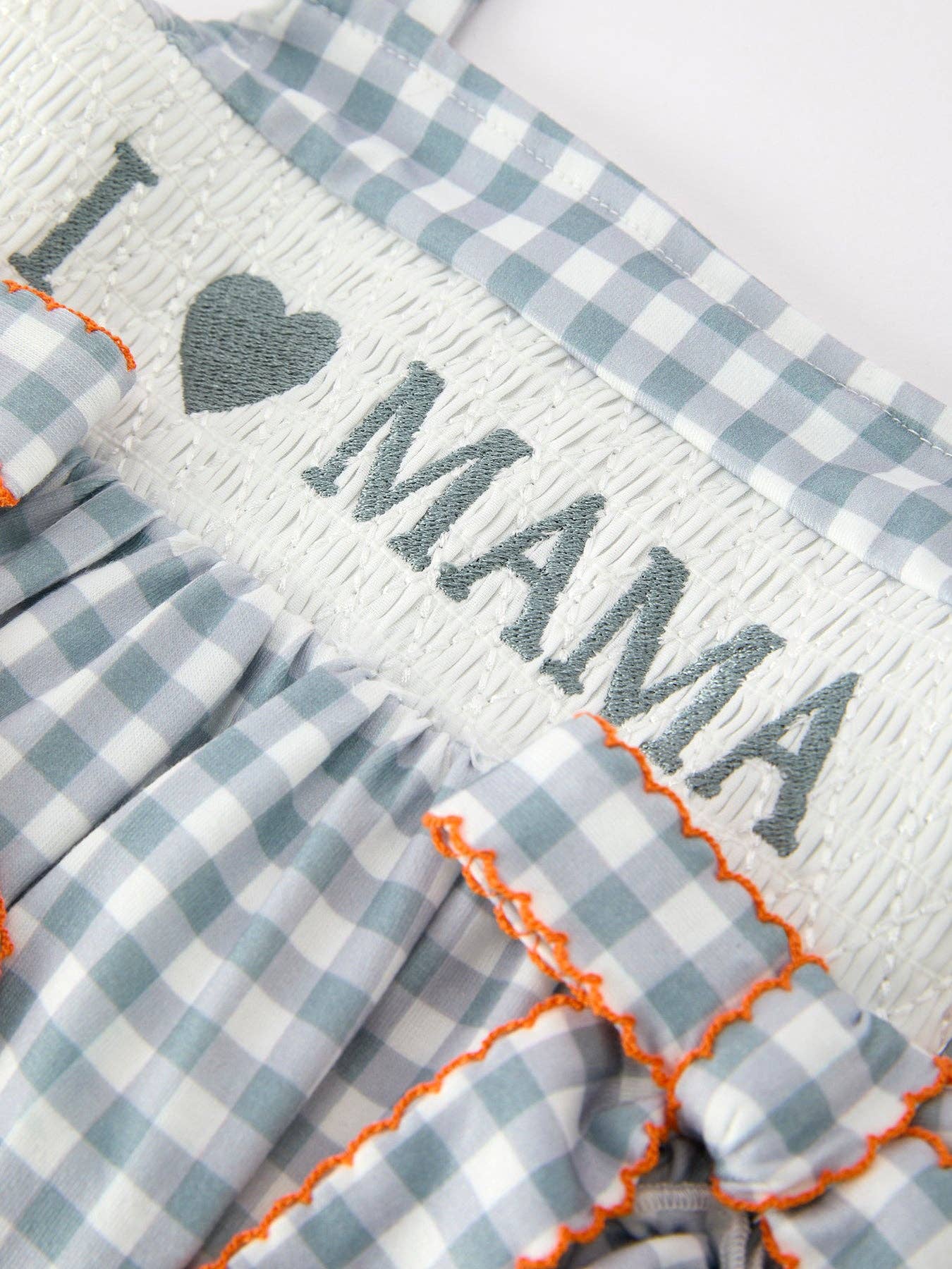 Plaid Smocked “I ❤ MAMA”