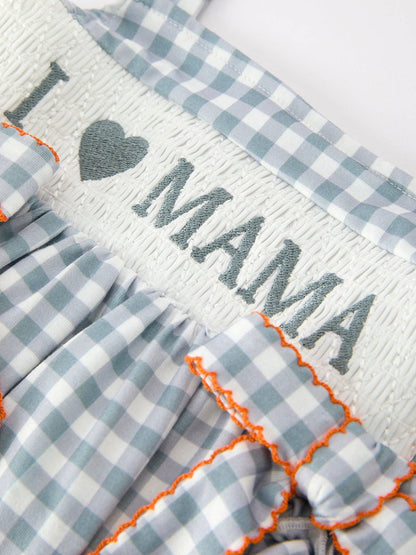 Plaid Smocked “I ❤ MAMA”