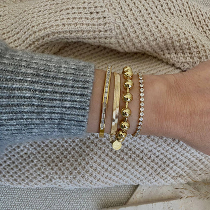 Military Satellite Chain Beaded Bracelet 18k Gold Filled