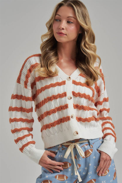 Orange Striped Cardigan