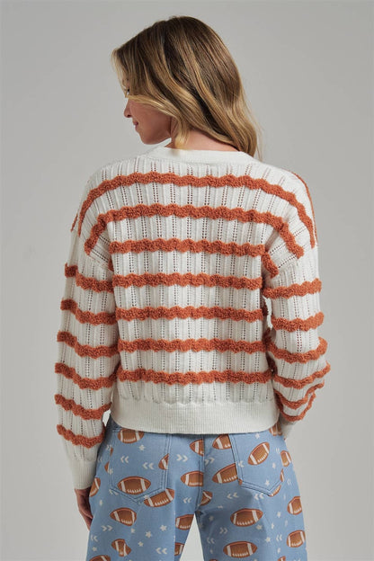 Orange Striped Cardigan