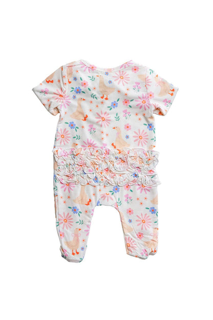 Ruffle Bamboo Zipper Footie | Loosey Goose