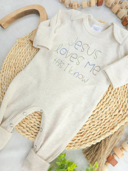 Jesus Loves Me Boy Stitch Romper