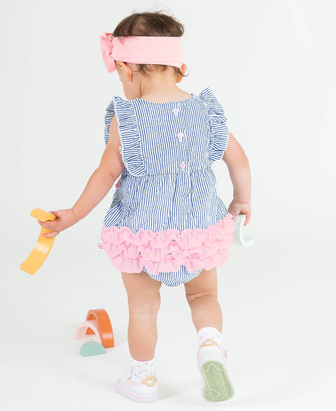 Blue Seersucker Romper