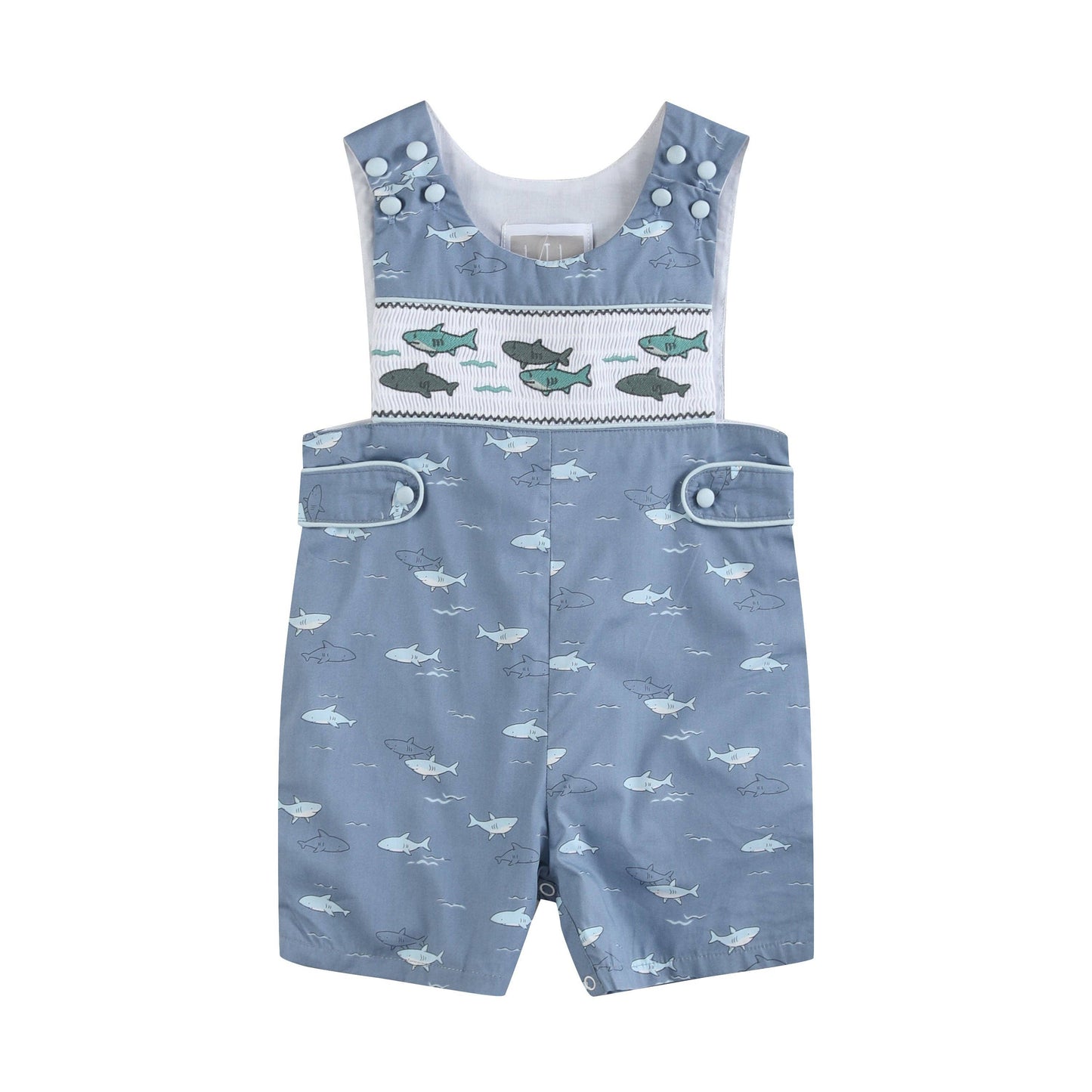 Shark Print Smocked Romper