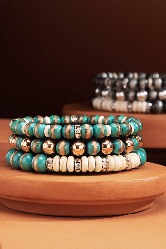 Metal & Natural Stone Stackable Bracelet