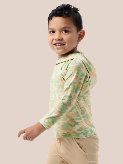 Boys Sage Trail Camo Performance Hooded Shirt
