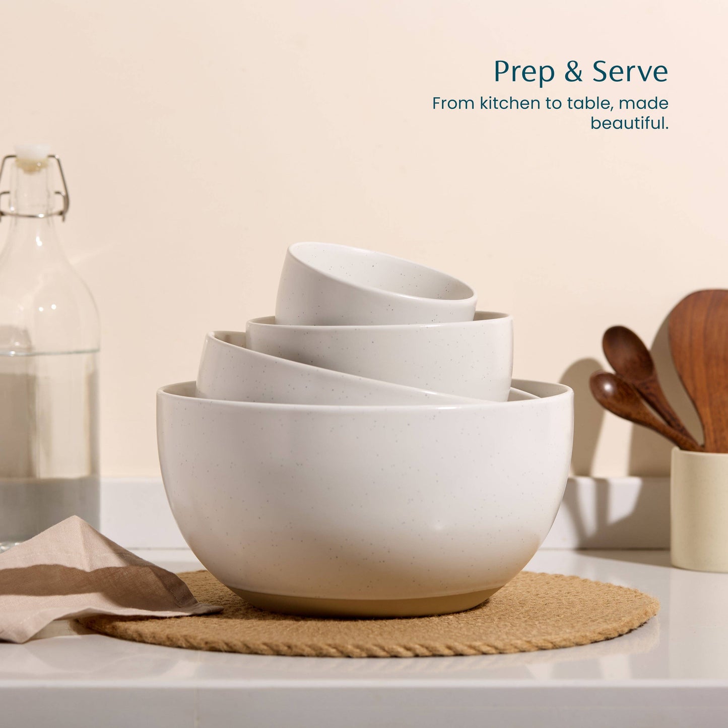Ceramic Nesting Bowls, Set of 4