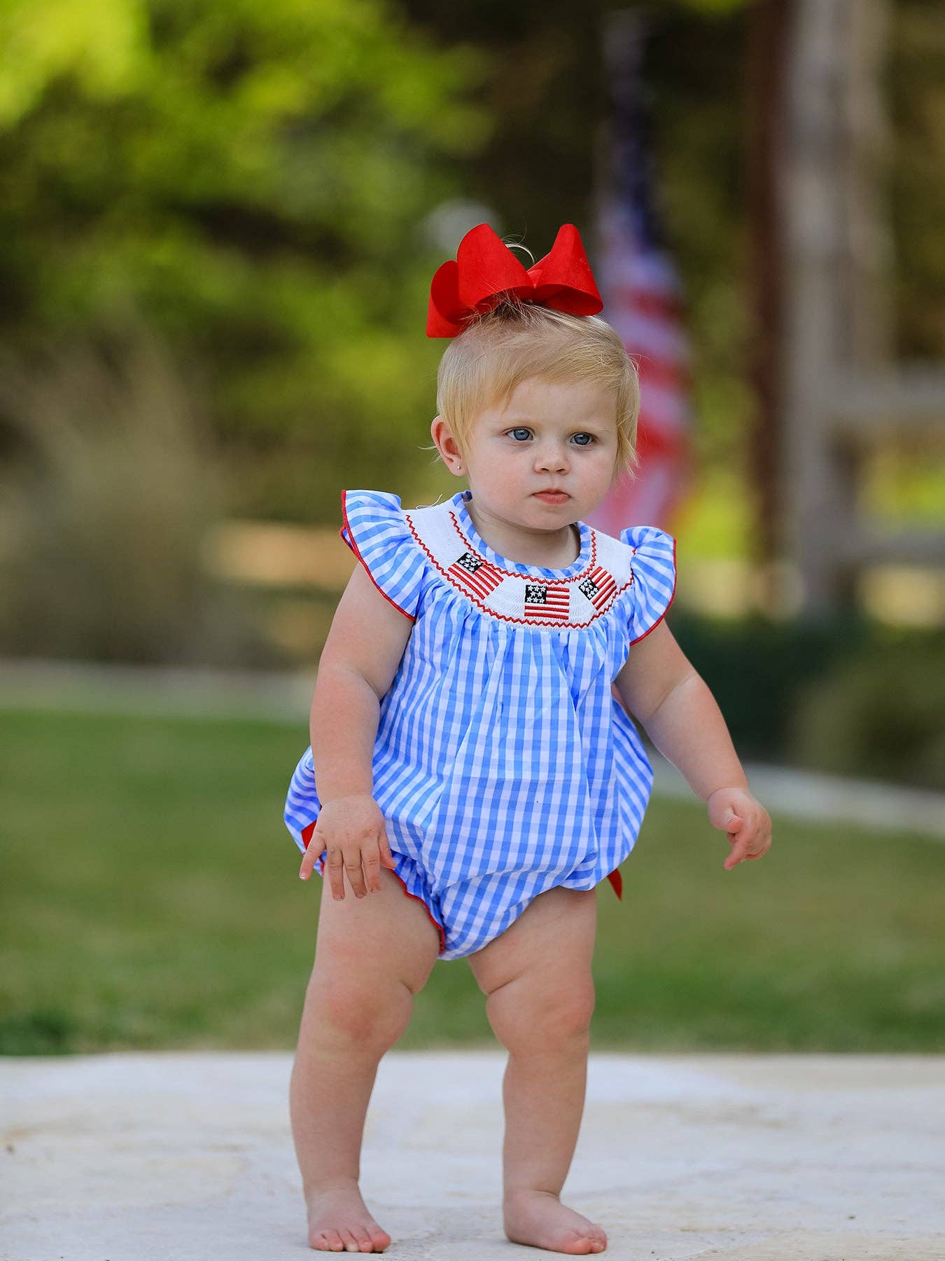 America Smocked Flag Romper