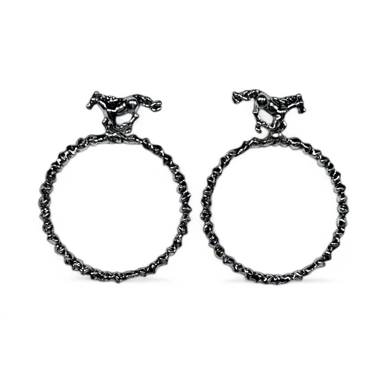 Dangle Hoop Earrings on Buckin Horse