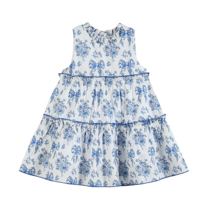 Blue Floral Ruffle Dress
