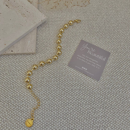 Military Satellite Chain Beaded Bracelet 18k Gold Filled