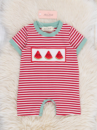 Watermelon Stripes Smocked Romper